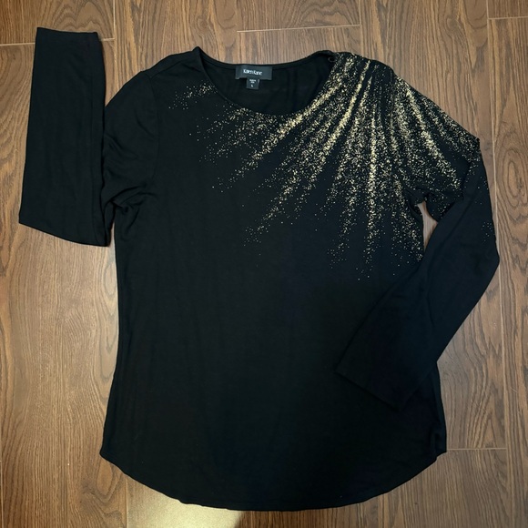 Karen Kane Scattered Shimmer Long Sleeve Tee Shirt - Picture 1 of 10